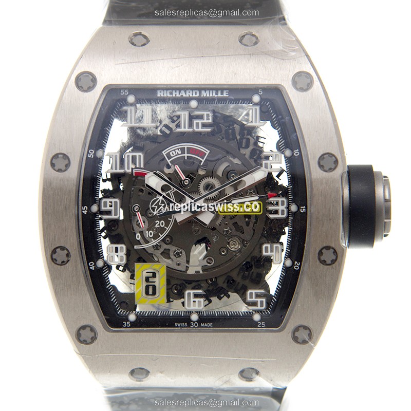 Richard Mille RM030-AL - Automatic - 18kt White Gold - Skull Dial - Black Rubber Strap - Luxury Richard Mille Watch